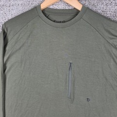 Duck Camp Mens Small Bamboo Blend Green Long Sleeve Performance Shirt Zip Pocket