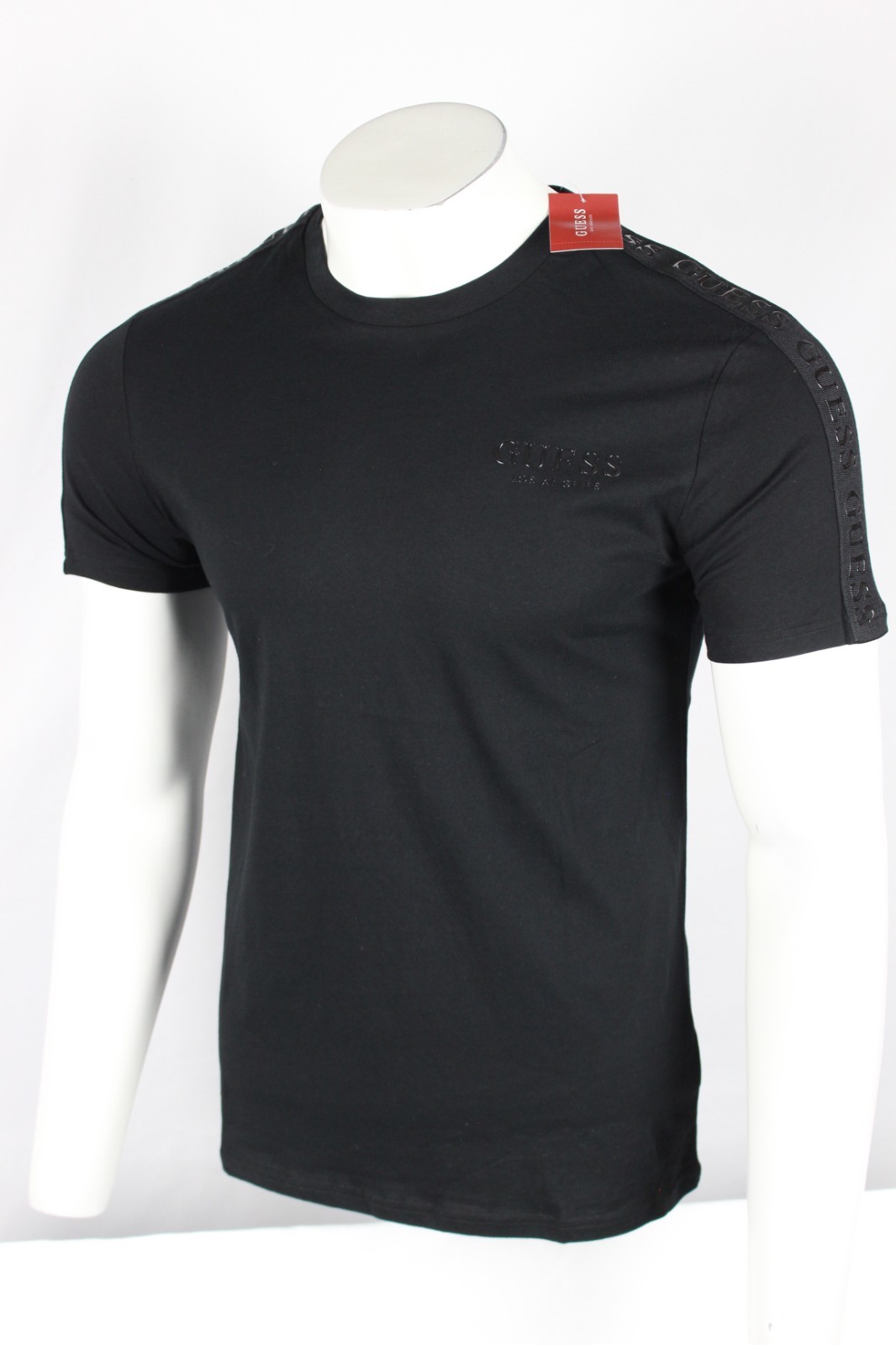 Guess Jeans Men's Paxx Ian Tape Crew T Shirt Short Sleeve M Medium Black *Hole gallery