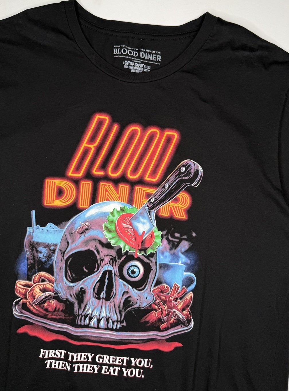 Blood Diner Gutter Garb Movie Promo Horror VHS T-Shirt | XXL gallery