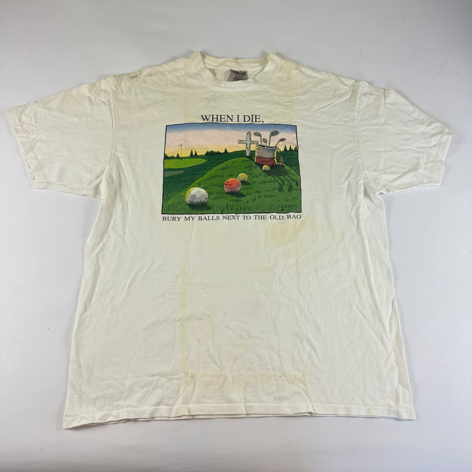 Oneita Men 2XL Graphic T Shirt When I Die Bury My Balls Next To The Old Bag Golf gallery