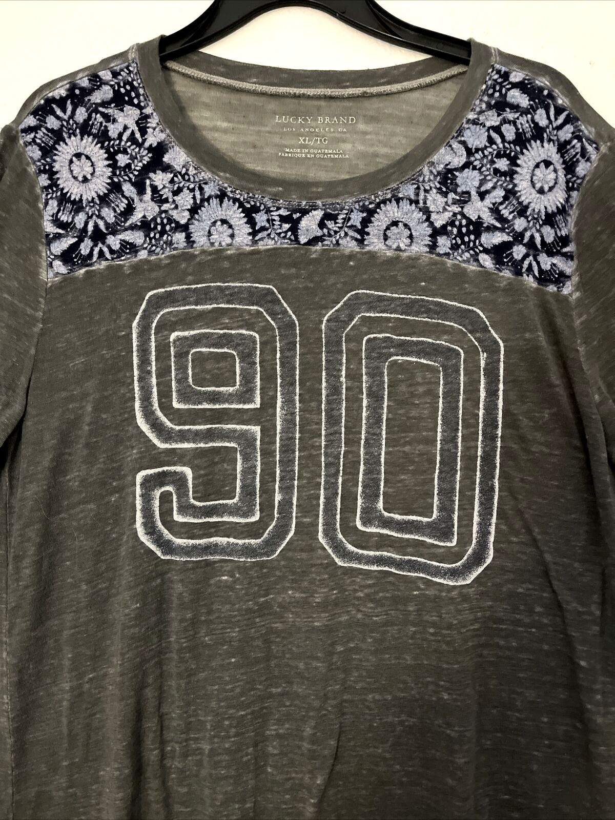 Lucky Brand Womens T-Shirt 1/2 Sleeves Gray Size XL Semi Sheer Lightweight gallery