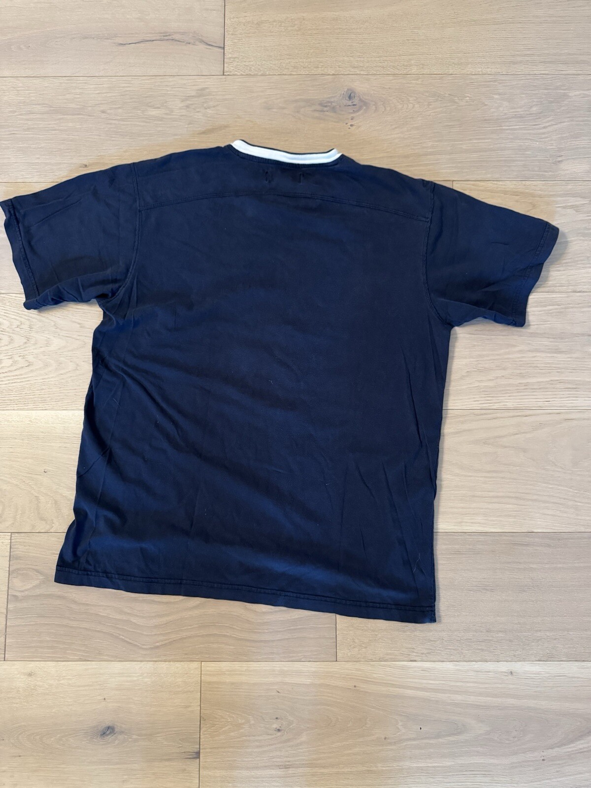 Chaps Ralph Lauren Vintage Embroidered Navy Tee With White V Collar - 90’s M gallery