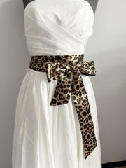 Leopard print dress sash bow sash (Champagne)