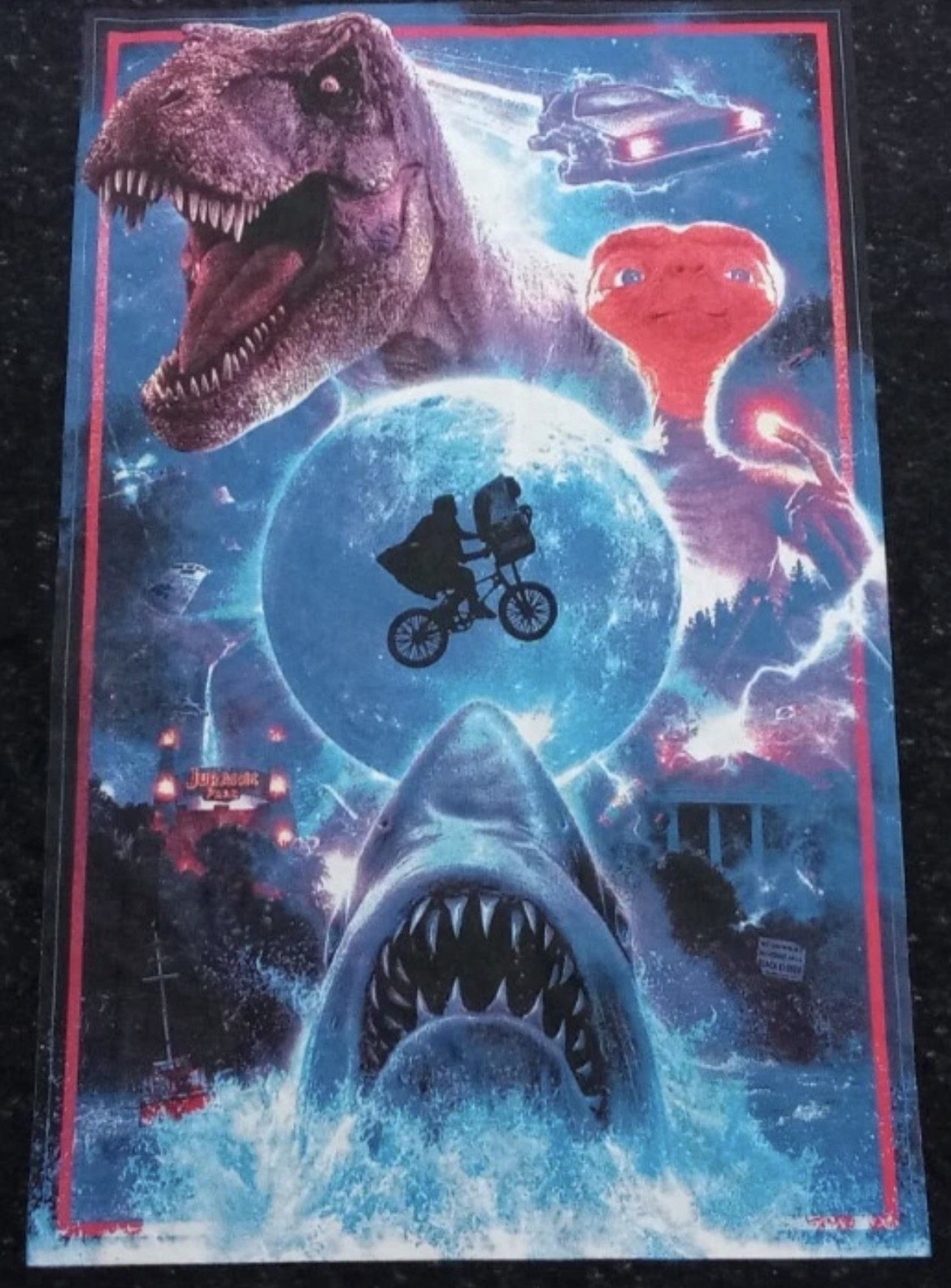 Universal Studios Men's Medium T-Shirt E.T. Jaws Jurassic Park Black Overdye gallery