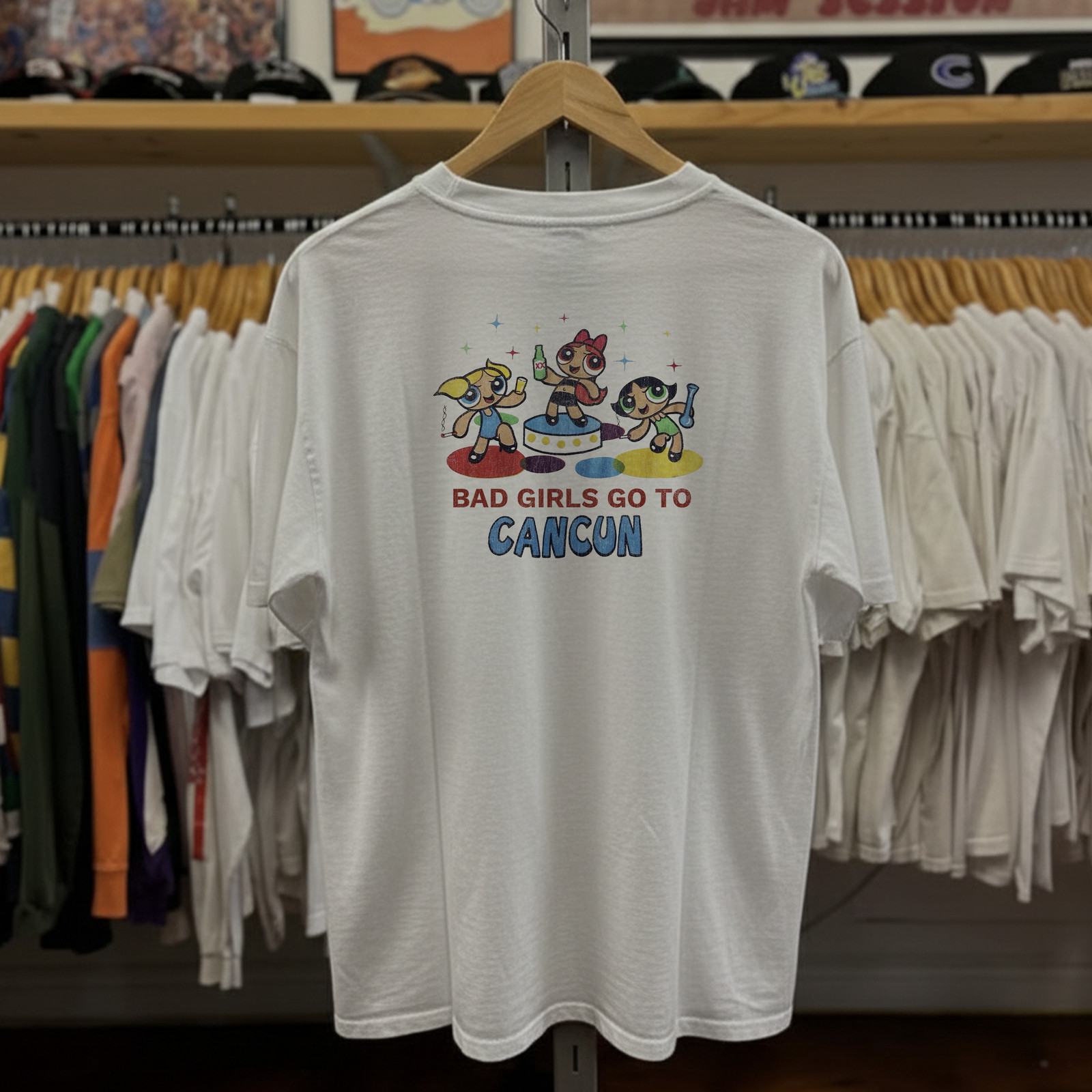90s Powerpuff Girls Good Girls Bad Girls Parody Aged T-Shirt White XL gallery