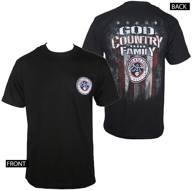 Chris Kyle Frog Foundation God Country Family American Sniper Navy Blue T-Shirt