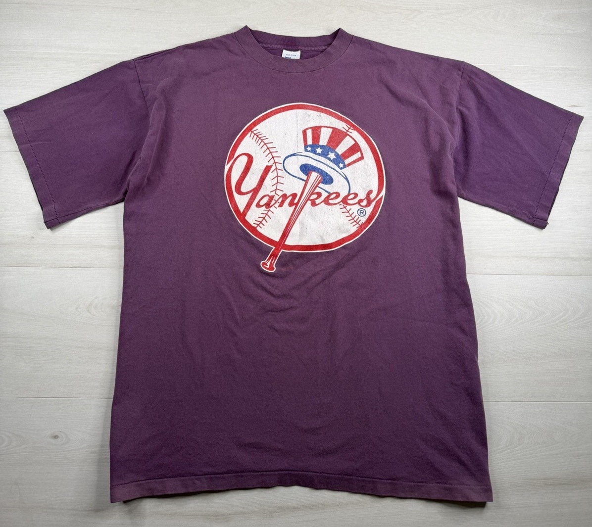 Vtg Salem Sportswear Yankees Shirt Single Stitch Sun Faded USA Made 90s 1994 XL