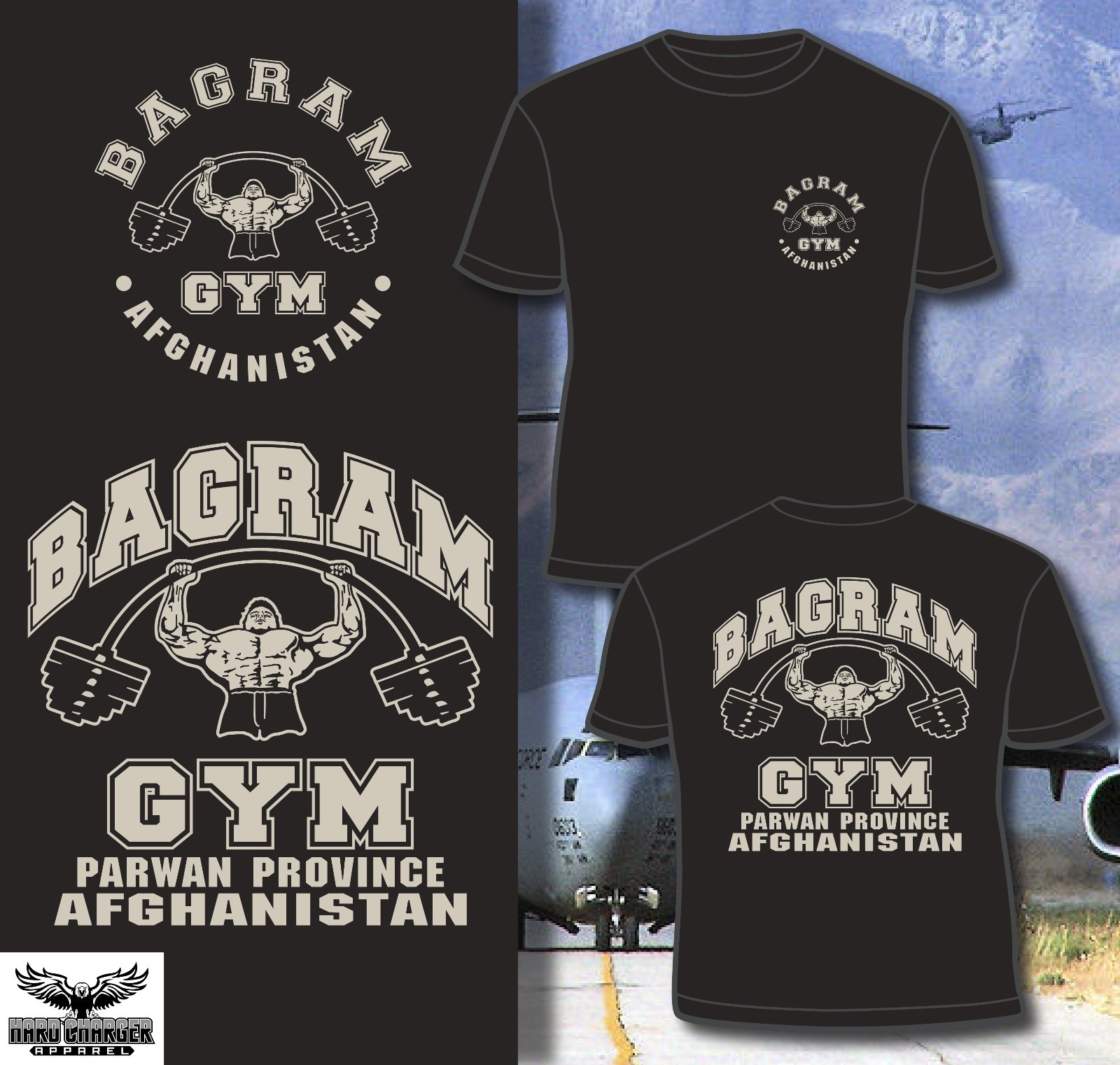 Bagram Gym Parwan Province Army, Navy, MC, Air Force Afghanistan T-shirt gallery