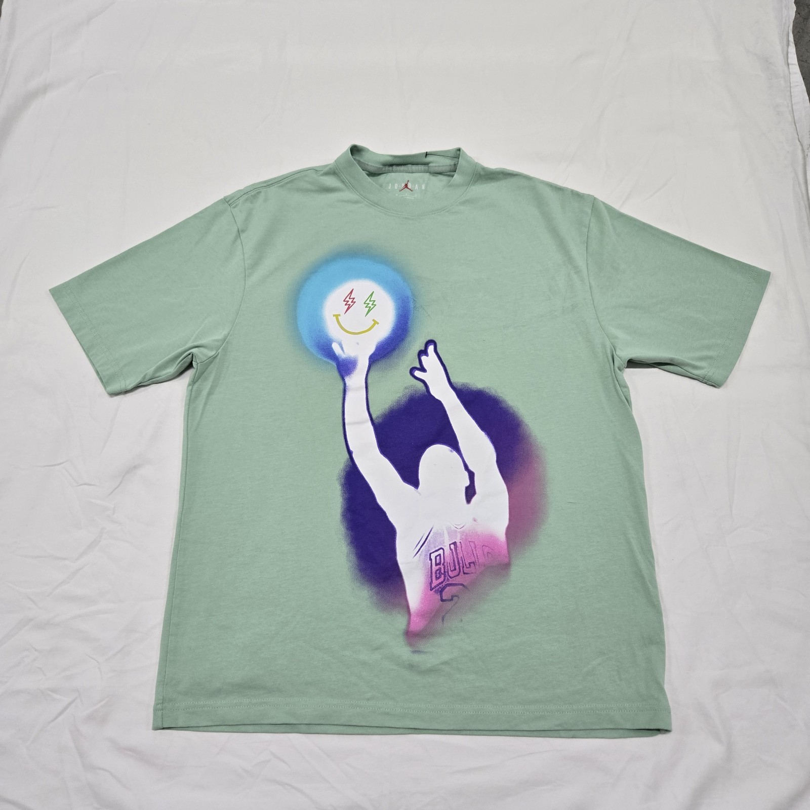 NEW Men’s MEDIUM Air Jordan x J Balvin Enamel Mint Green T-Shirt DR2962 *FLAWS