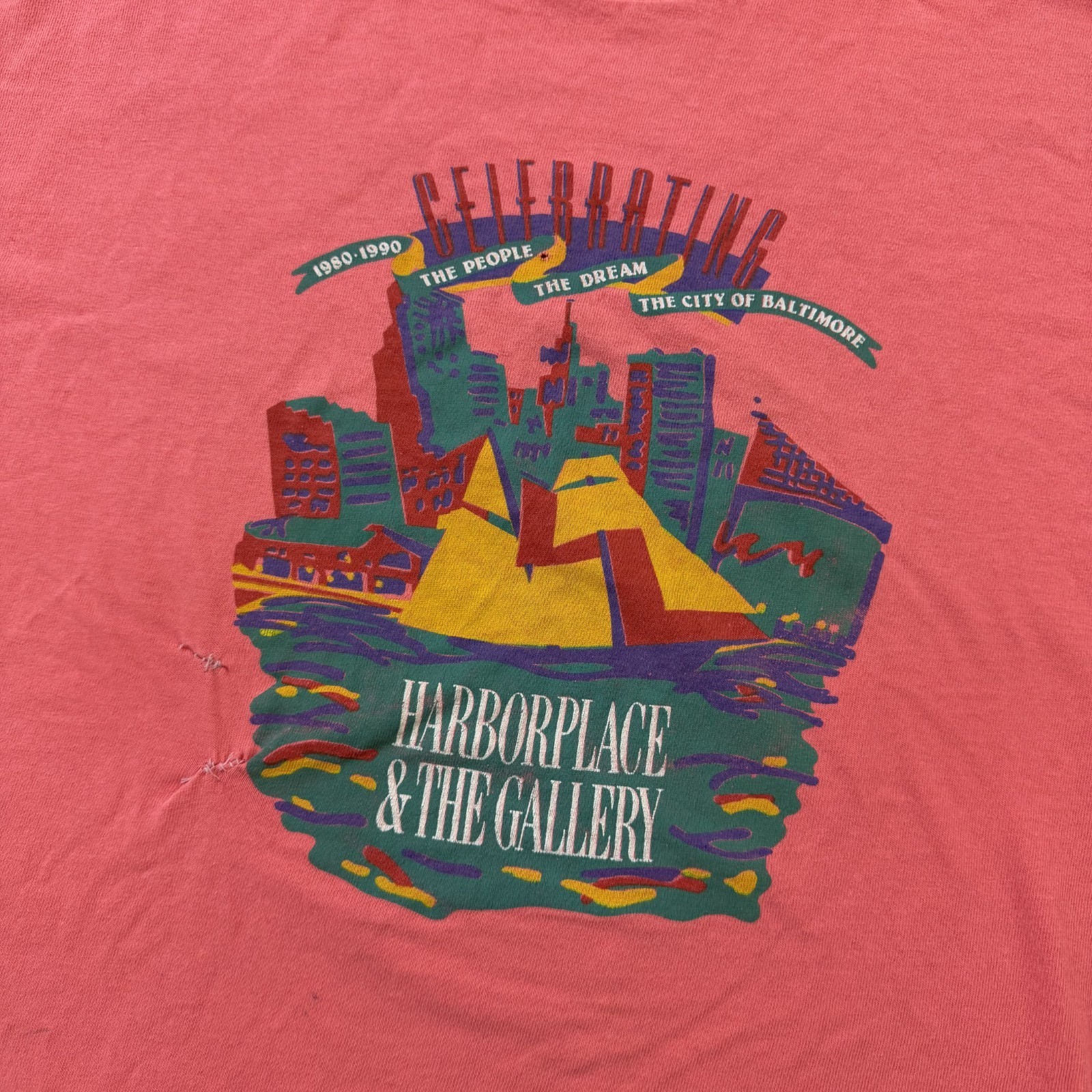 VINTAGE Baltimore Shirt Mens XL Pink Single Stitch USA Harborplace & The Gallery gallery
