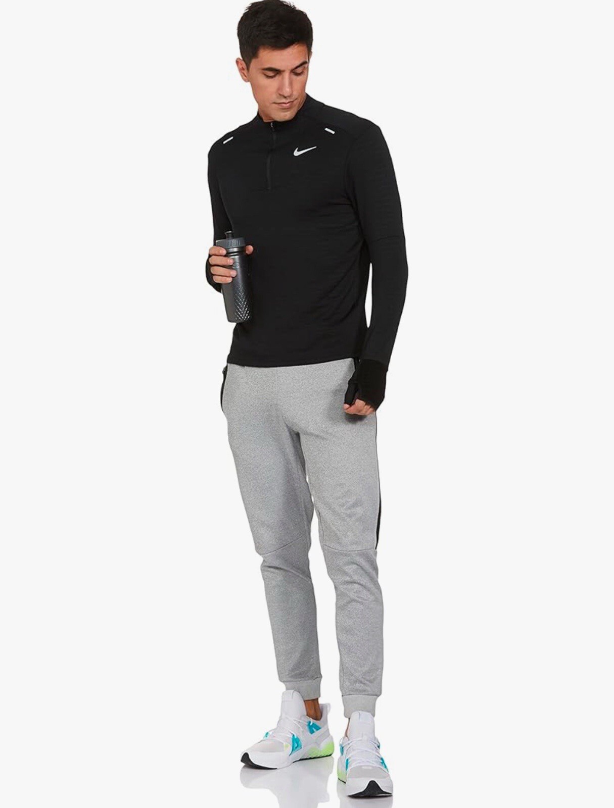 Nike Men’s Sport Logo Solid Color Stand Collar L/S Therma Fit Shirt DD5663-010 L gallery