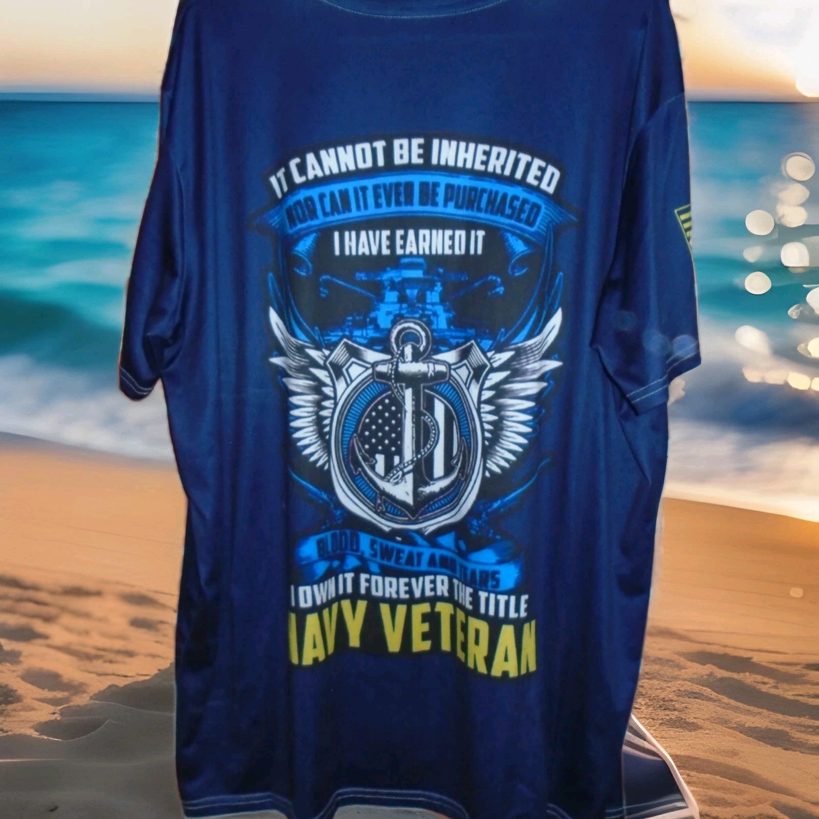 US NAVY COMMANDER “NAVY VETERAN” MENS POLYESTER TSHIRT ADULT XL