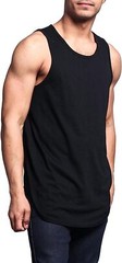 Men Solid Color Curved Hem Long Length Tank Top – Perfect for Summer Casual Wear