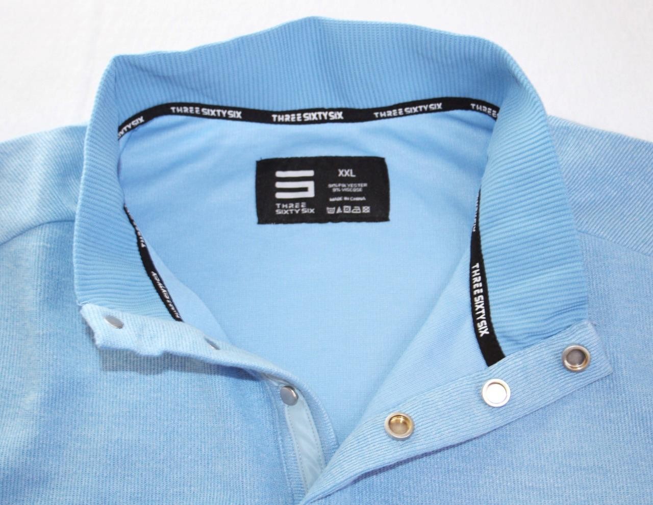 Three Sixty Six Mens 2X Pullover 1/4 Snap Mock Collar Long Sleeve Rib Knit Blue gallery