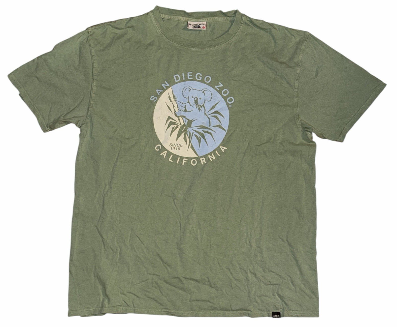 San Diego Zoo Koala Bear Logo “Since 1916” Green Crew-Neck T-Shirt Size Large.
