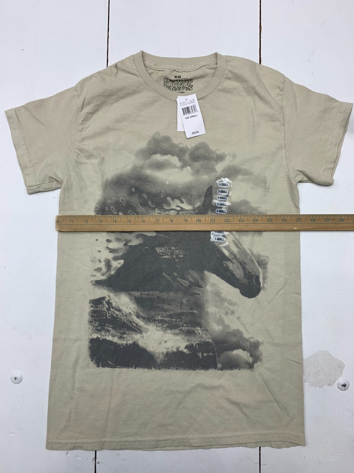 Goodie Two Sleeves Mens Ivory Horse Graphic Short Sleeve Shirt Size XS gallery