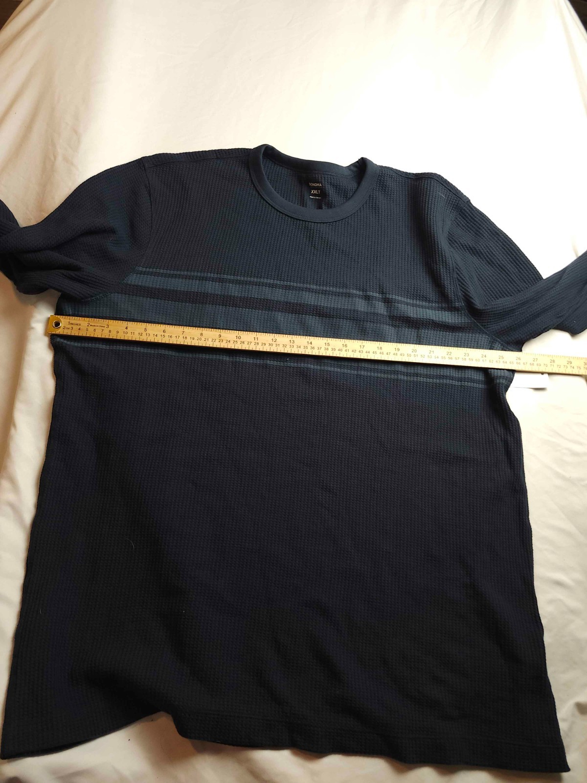 Sonoma Pullover Shirt Mens 2XLT Blue Knit Thermal Striped Waffle Knit Outdoor gallery