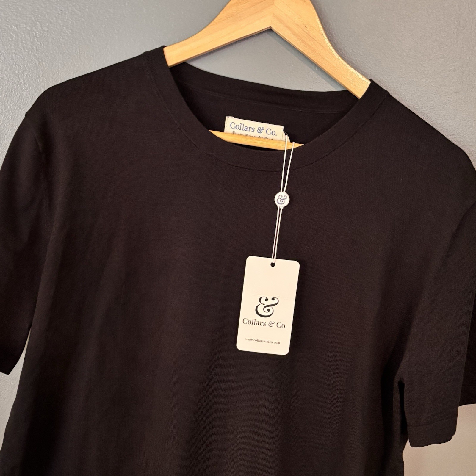 Collars & Co Silk Cotton Shirt Mens Large Luxury Touch Crew Neck Pullover NWT gallery