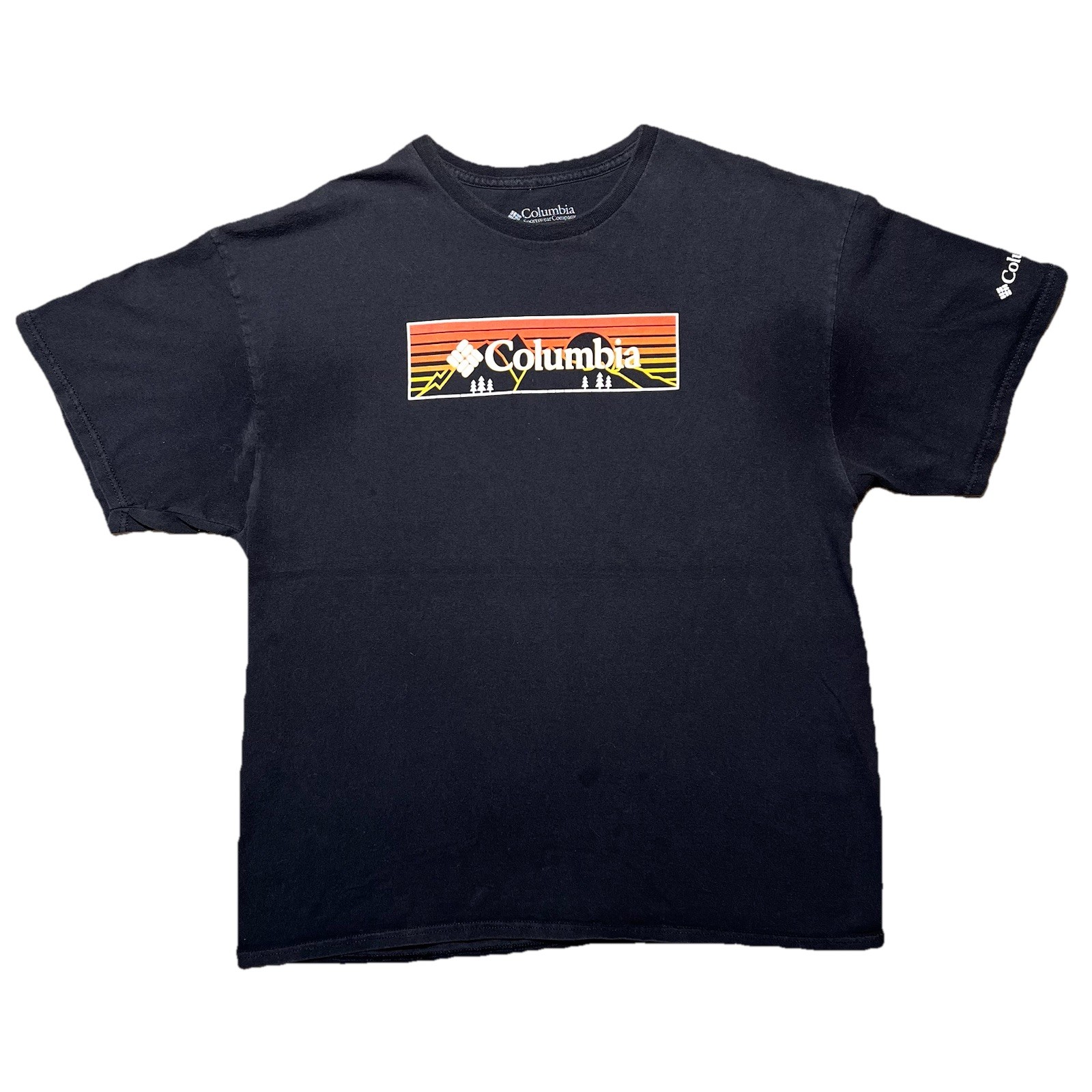 Columbia Sportswear Sunset Box Logo T Shirt Mens XL Black Outdoor Hiking Tee gallery