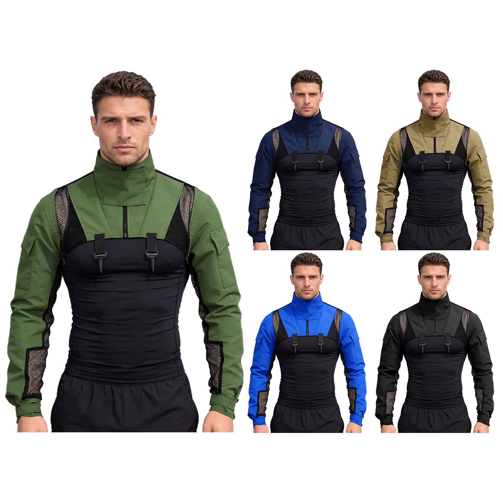 Mens Military Combat Shrugs Shoulder Armor Stand Collar Pullover Crop Top Tanks gallery