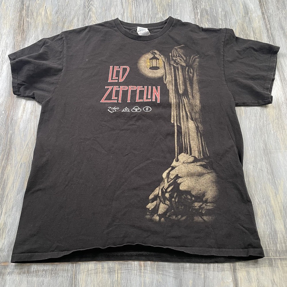 Led Zeppelin Stairway to Heaven Wizard Band Shirt Adult Large Black Y2K Delta