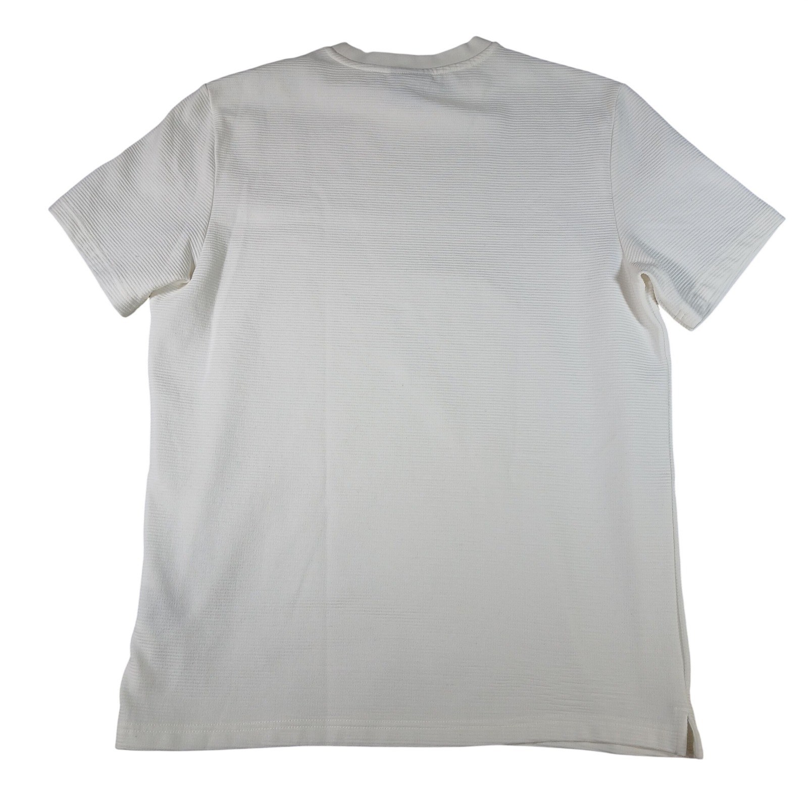 H&M T-Shirt Mens Medium White Cotton Blend Textured Rib Casual Short Sleeve gallery