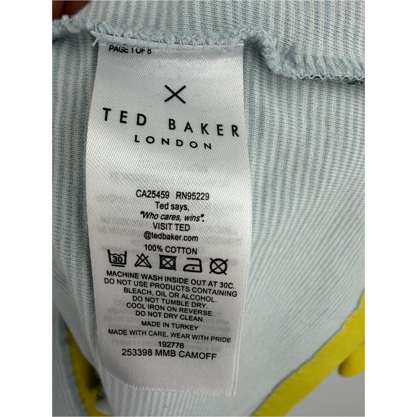 Ted Baker London Camoff cotton short sleeve pale blue striped t-shirt mens 7/XXL gallery