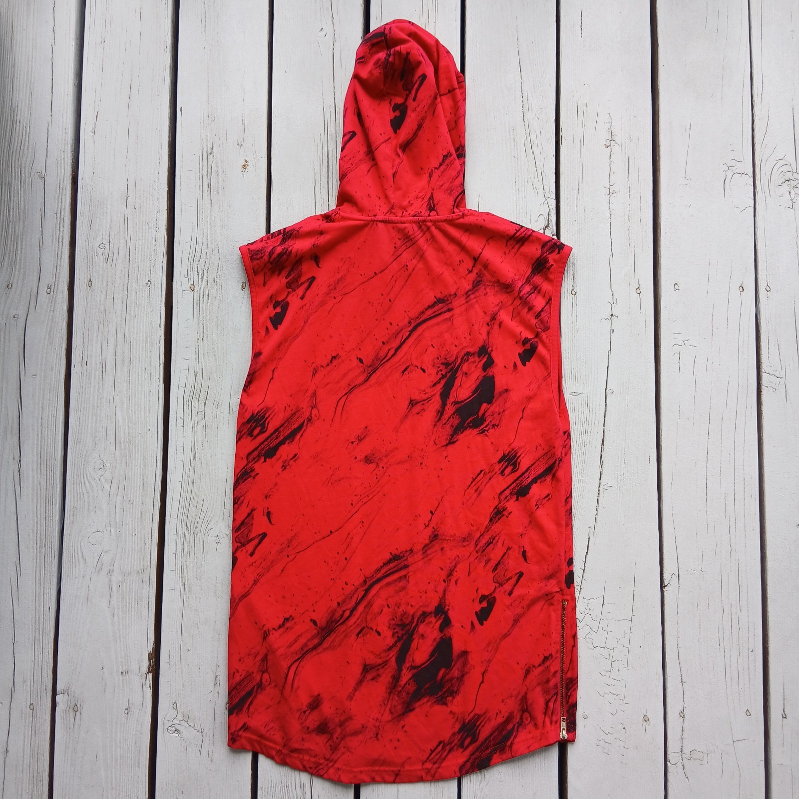 Mens Hip Hop Longline Streetwear Pullover Sleeveless Hooded Fashion Screenshot T gallery