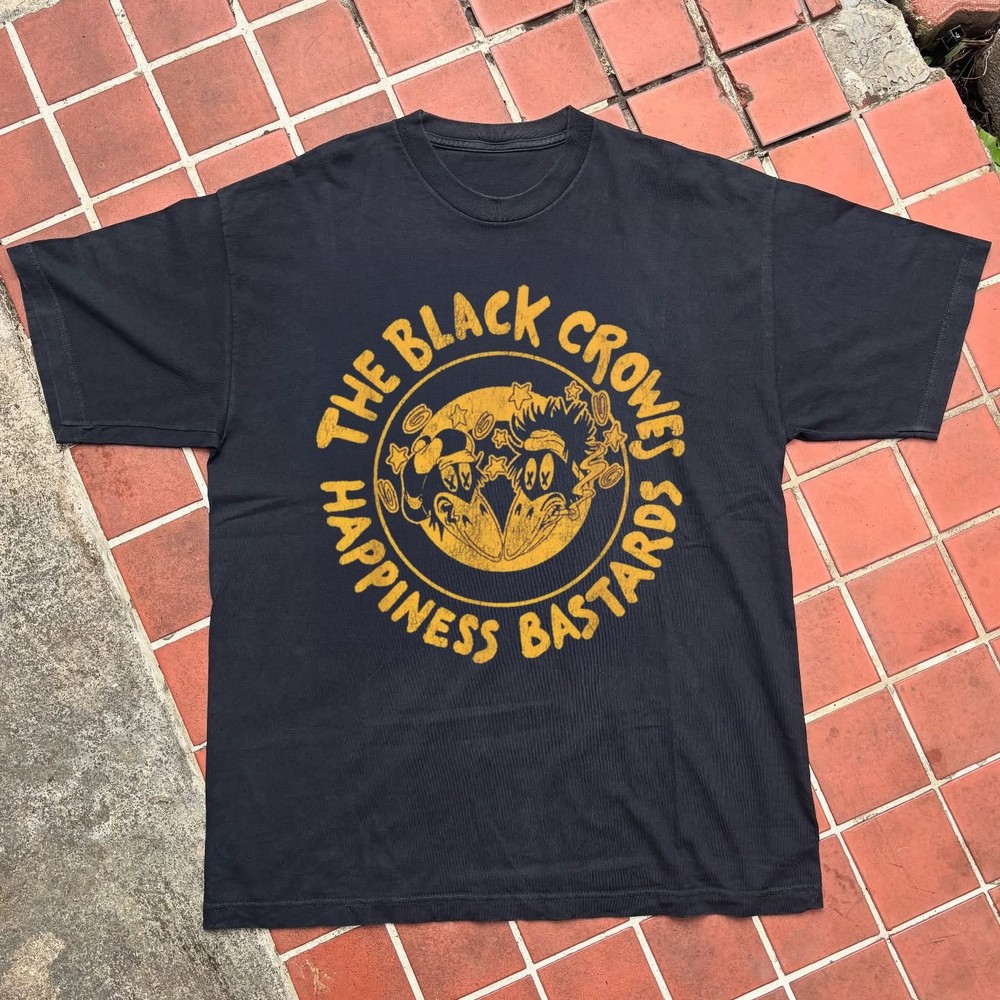 The Black Crowes Happiness, Heavy Cotton Black Unisex T-shirt, Size S-5XL