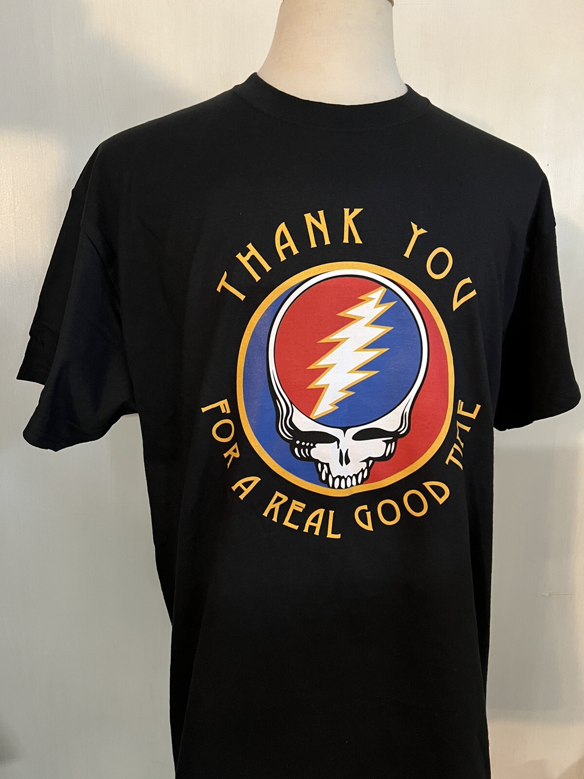 GRATEFUL DEAD (2018) "Thank You For A Real Good Time" Bolt Skull T-Shirt L/XL gallery