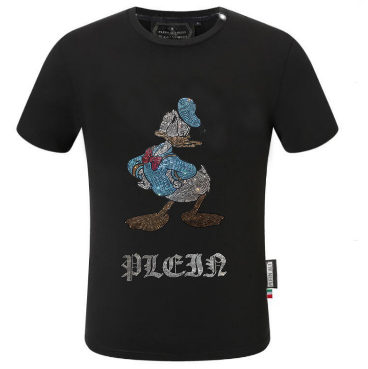 High Street Designer Fashion Tees Rhinestone Skull Luxury Brand Oversized Slim F