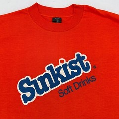 vtg 80s SUNKIST SOFT DRINKS PAPER THIN T-Shirt SMALL single stitch soda pop NOS