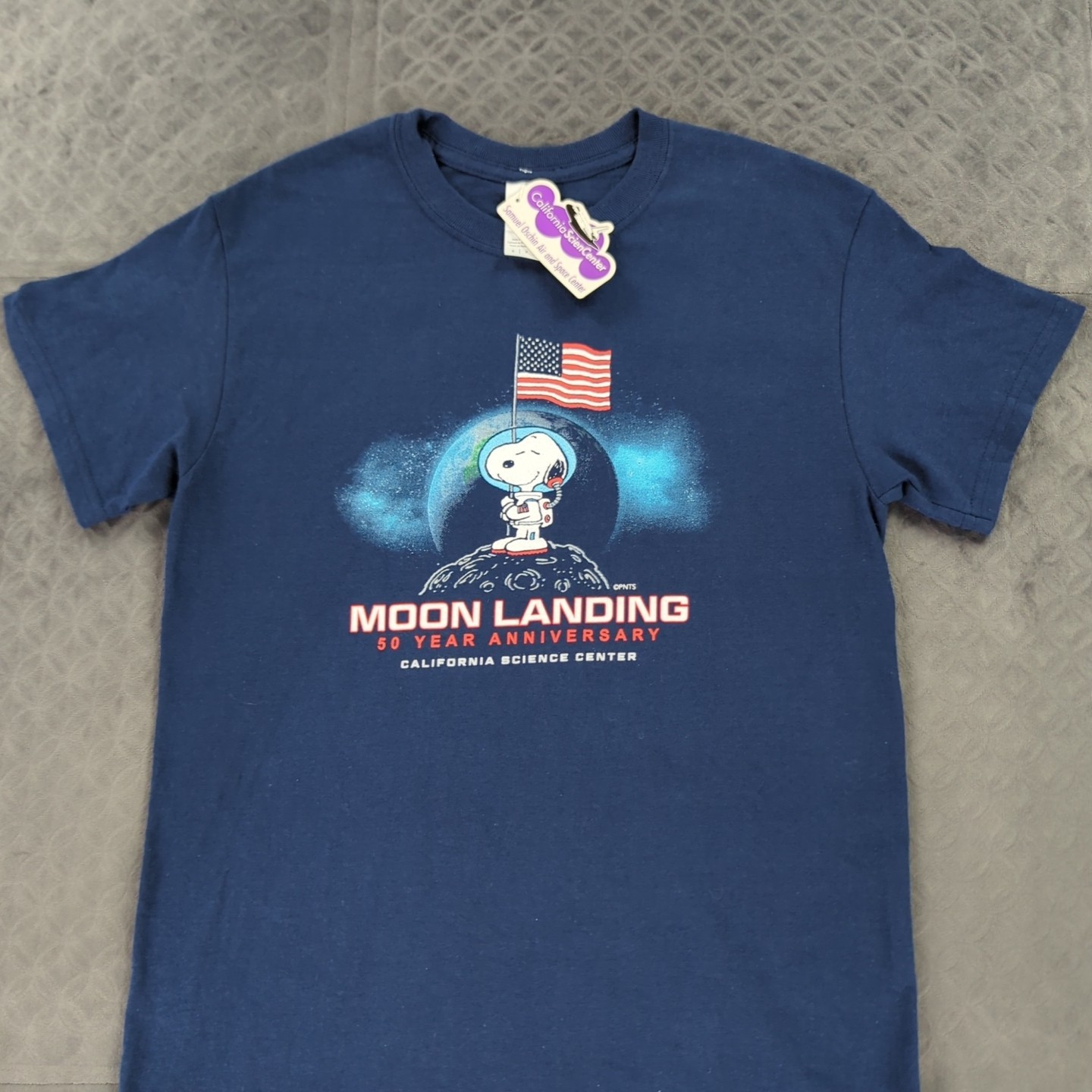 Snoopy Peanuts Shirt Moon Landing 50th Anniversary Blue Short Sleeve Adult Small gallery