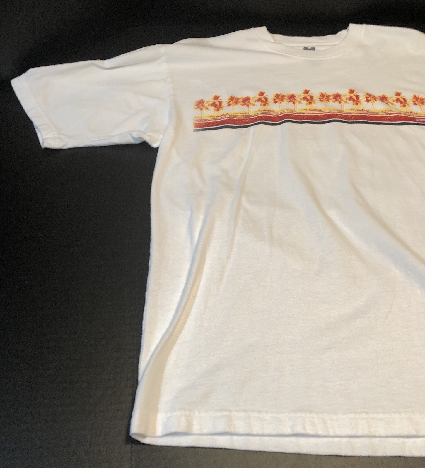 Vintage Speed-O Brand 2 Sided Printed Short Sleeve T-Shirt White W/ Multi Colors gallery