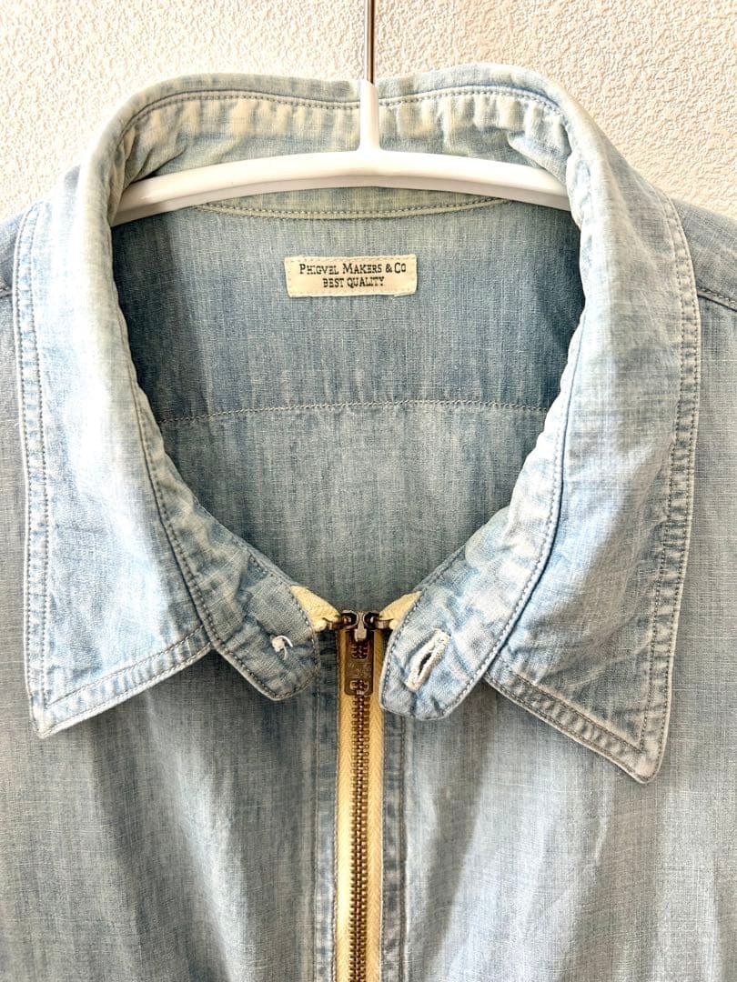 Phigvel Chambray Short Sleeve Shirt M Zip-Up Design gallery