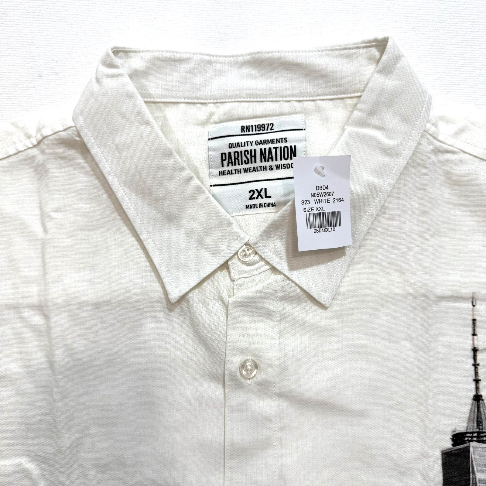 Paris Nation Men's Button Down Shirt White Color NYC Block Linen Blend 2XL 4XL gallery