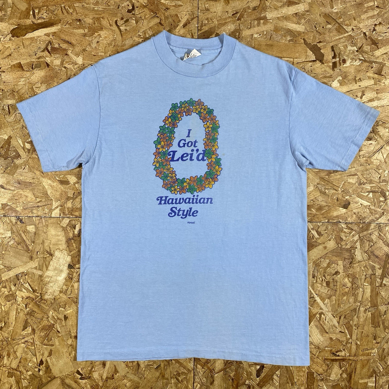 Vintage 70s Hanes Beefy I Got Lei'd Hawaiian Style Blue Single Stitch Shirt SZ L gallery