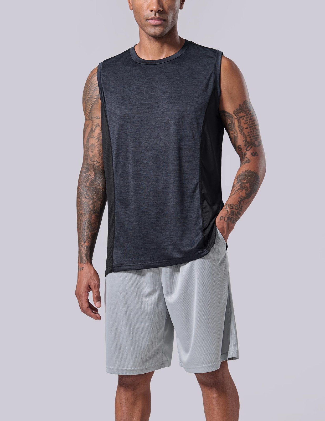 5 Pack Dry Fit Sleeveless Muscle Shirts for Men, Athletic Tank Tops for Worko... gallery