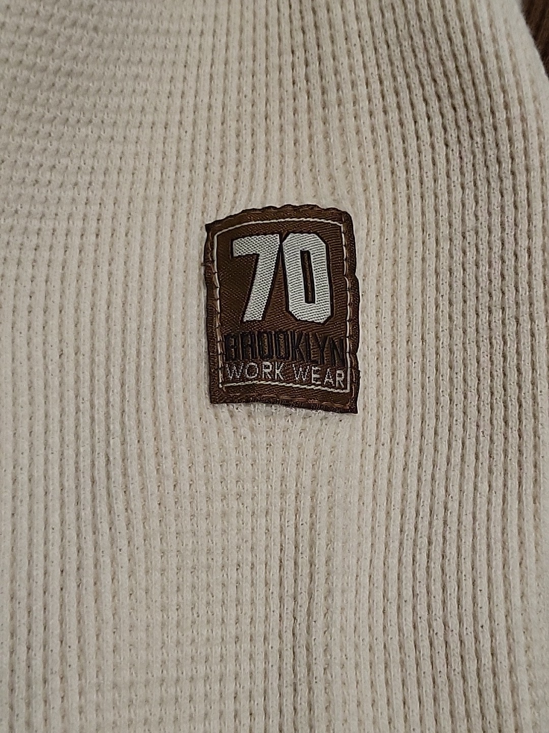 Brooklyn Xpress Brown Embroidered Y2k Vintage Waffle Knit Thermal Size XL gallery