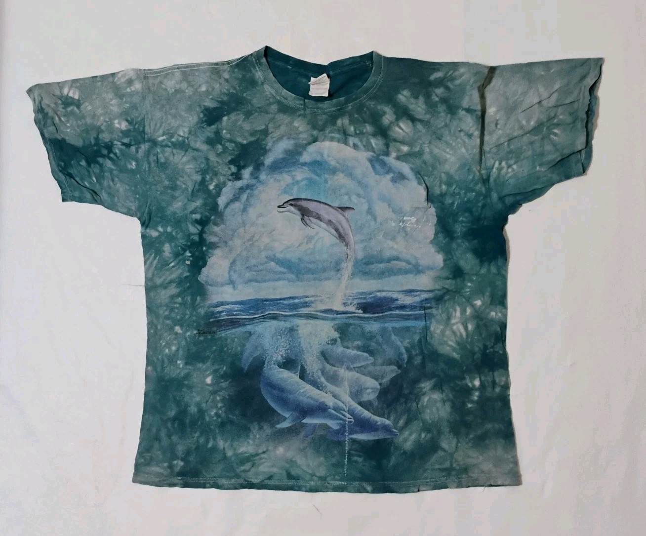 The Mountain 2009 Jerry Lofaro Dolphins Ocean Tie Dye Graphic Shirt Size XL