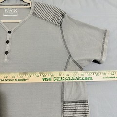 Buckle Black Short Sleeve Henley Sz Large Dove Gray Waffle Knit Embroidered