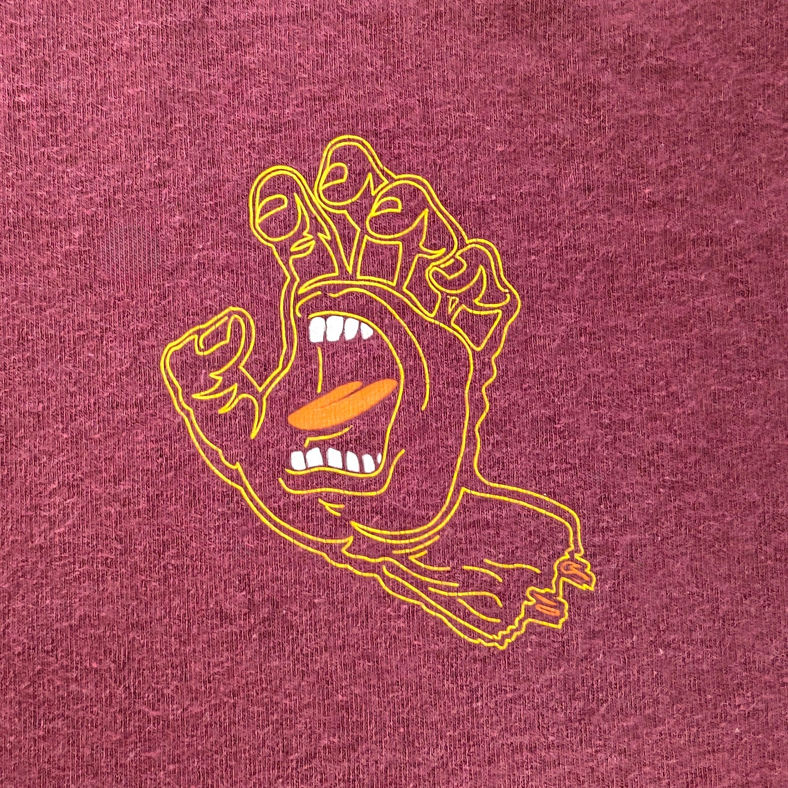 Santa Cruz Mens Burgundy Screaming Hand Graphic Short Sleeve Skateboarding Shirt gallery