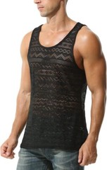 Rexcyril Men’s Mesh Sleeveless See Through Stringer Tank Top Muscle Tee Size S