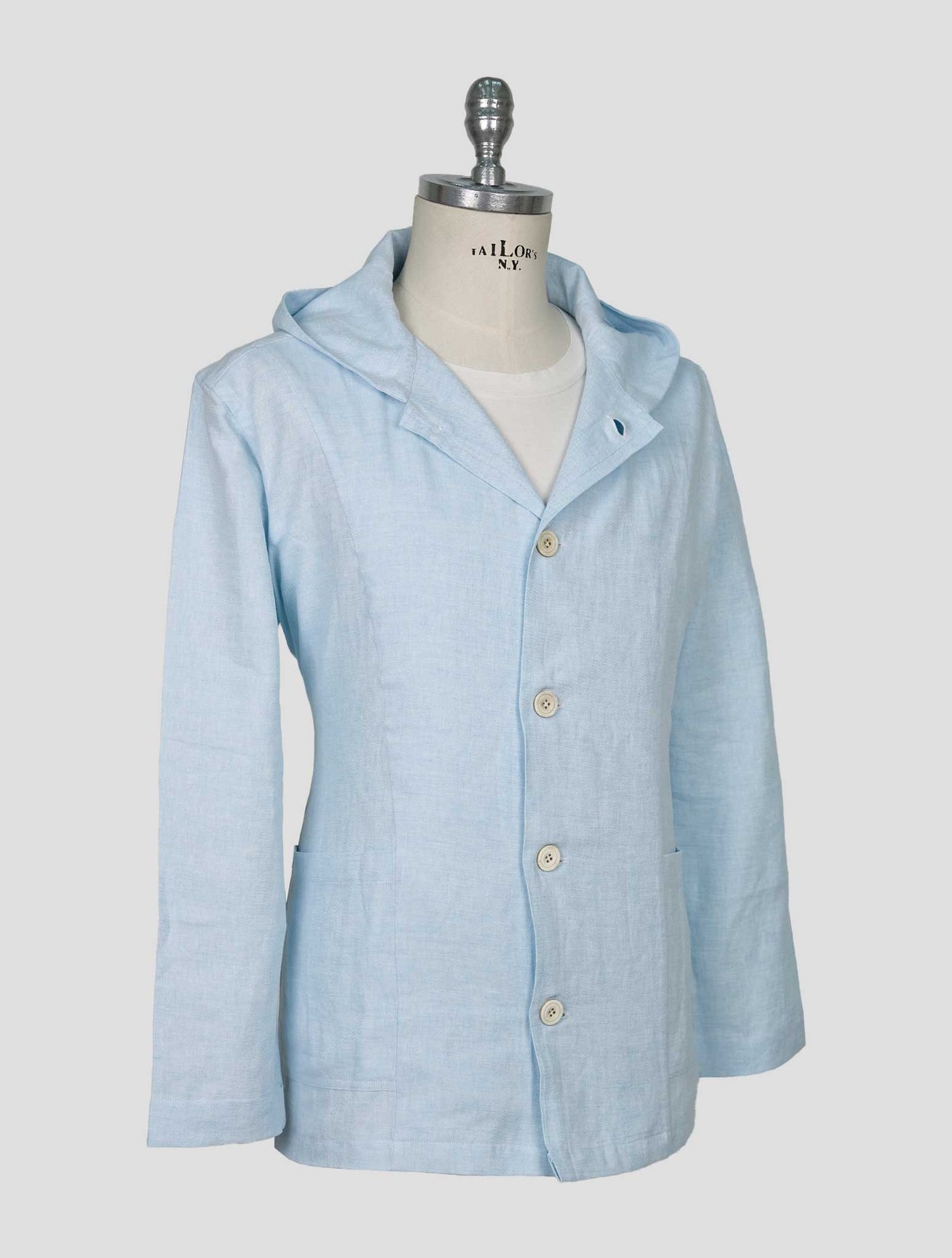 NEW KITON LIGHT BLUE COTTON LINEN HEMP OVERSHIRT LUCA EU 56 - US 46 - 2XL KME60 gallery