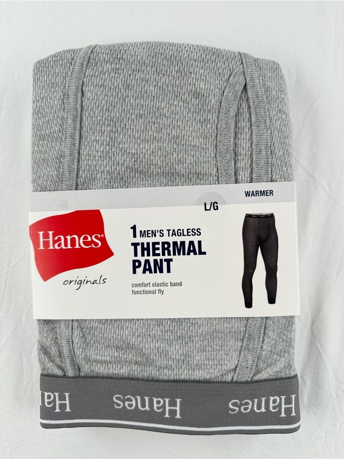 Hanes Men's Tagless Pull On Elastic Waist Gray Thermal Pant gallery