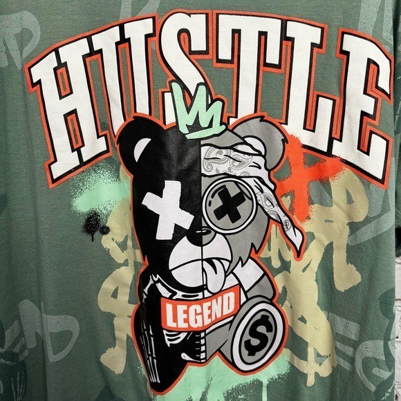 Hustle Legend creepy bear graphic tee men's size 3XL retro streetwear rare gallery
