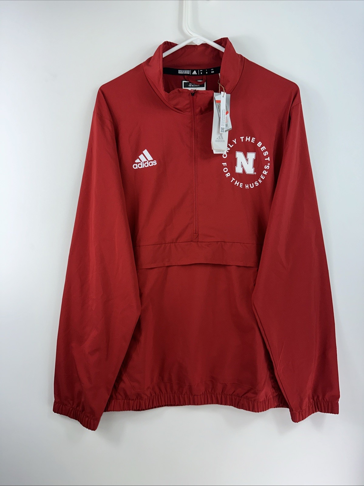 NWT Adidas AeroReady Red Nebraska CornHuskers Men’s Medium 1/4 Zip Jacket gallery