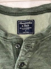 Abercrombie & Fitch Men’s Green Solid Long Sleeve Henley T-Shirt Size S