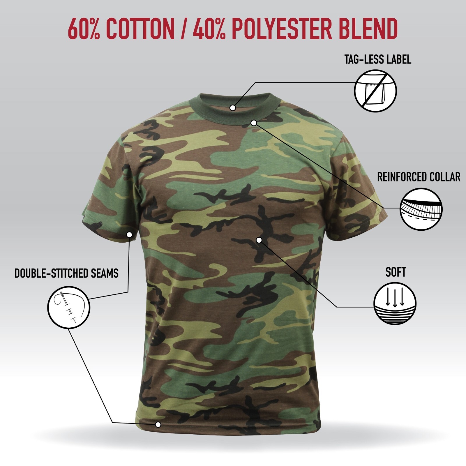 Men's American Camo Short Sleeve T-Shirt - Rothco Red White Blue Color Camo Tee gallery