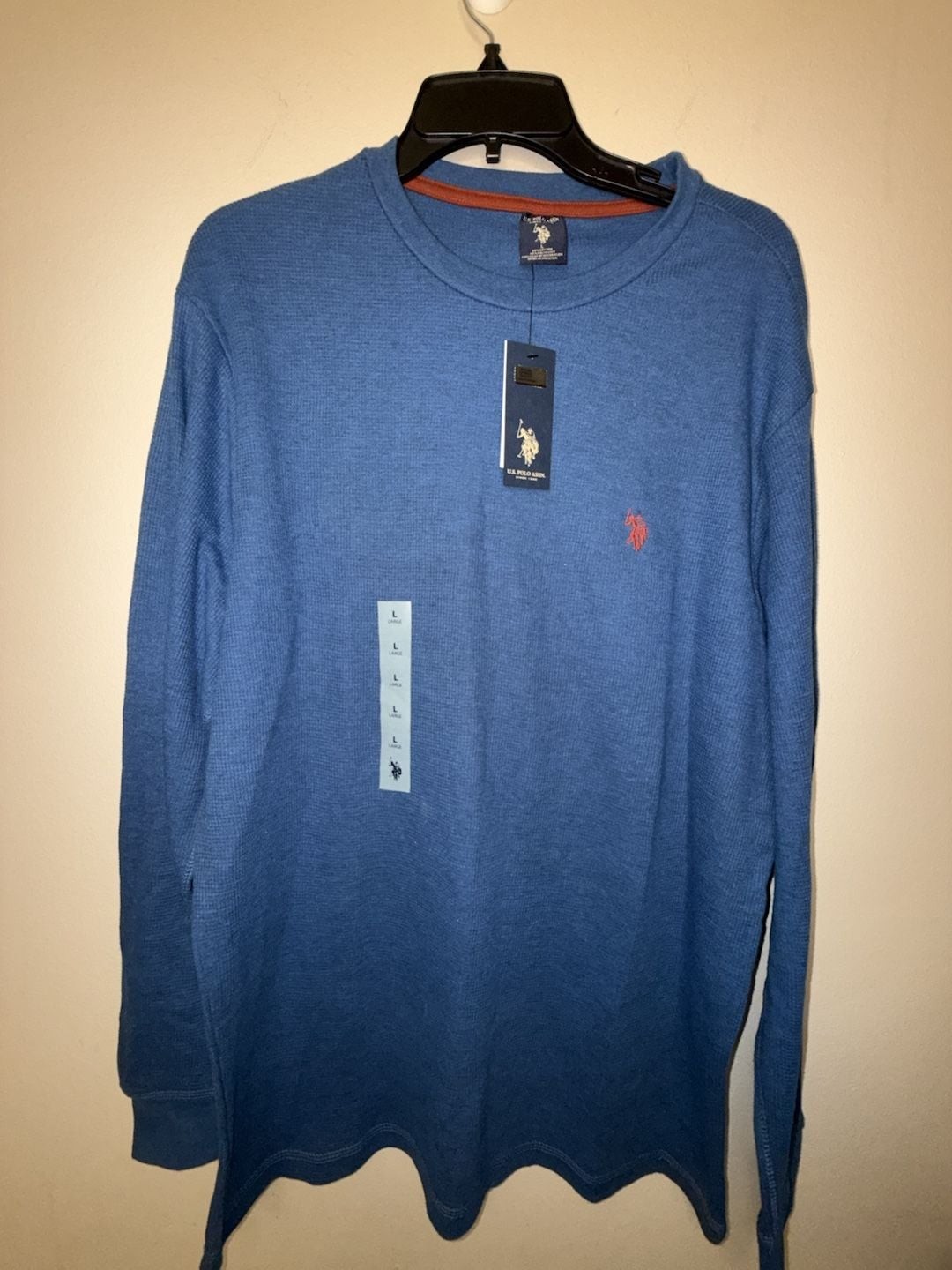 U.S. Polo Assn. Men’s Blue Waffle Knit Long Sleeve Thermal Shirt